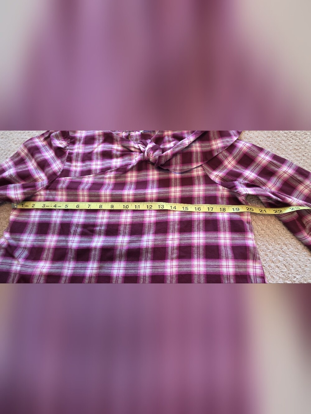 LOFT Plaid Button-Up Top in Plum and Pink